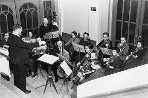 chamber orchestra in an small room