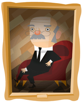 Framed portrait of an older gentleman