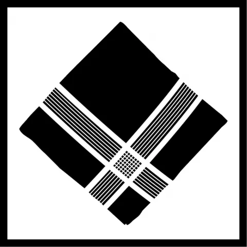 Stilisierte Schwarz-Weiß-Grafik eines zusammengefalteten Stofftaschentuchs.