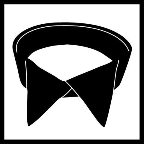 Stilisierte Schwarz-Weiß-Grafik eines Stehkragens.