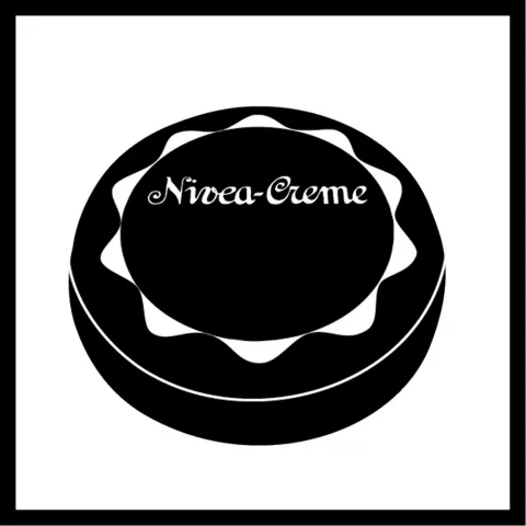 Stilisierte Schwarz-Weiß-Grafik einer Nivea-Creme-Dose.