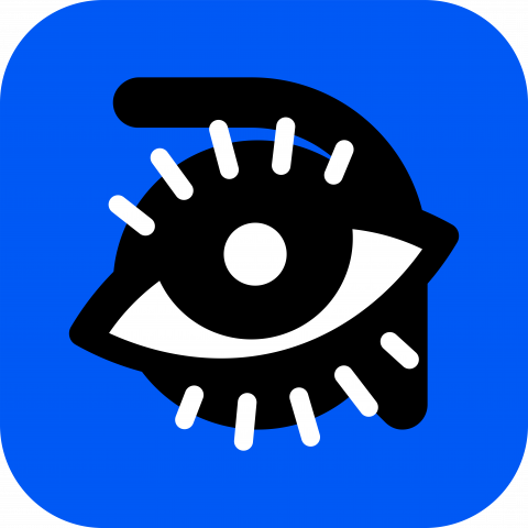 Blaues App-Icon mit schwarz-weißem Augensymbol.