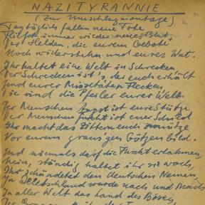 Handwritten double page with heading Nazi tyranny.