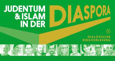 Flyer zur Vorlesungsreihe mit der Aufschrift „Judentum & Islam in der Diaspora“