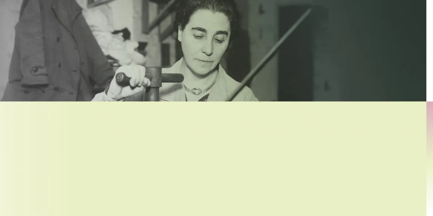 A woman working in her workshop.