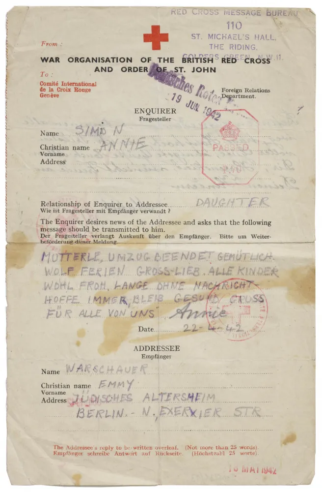 Gestempelter und signierter Rot-Kreuz Brief.