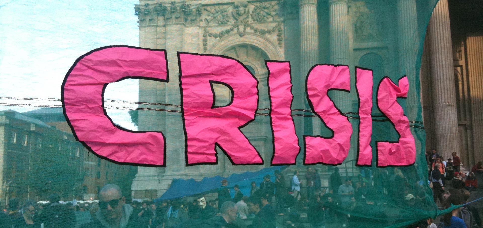 Poster with letters "Crisis"