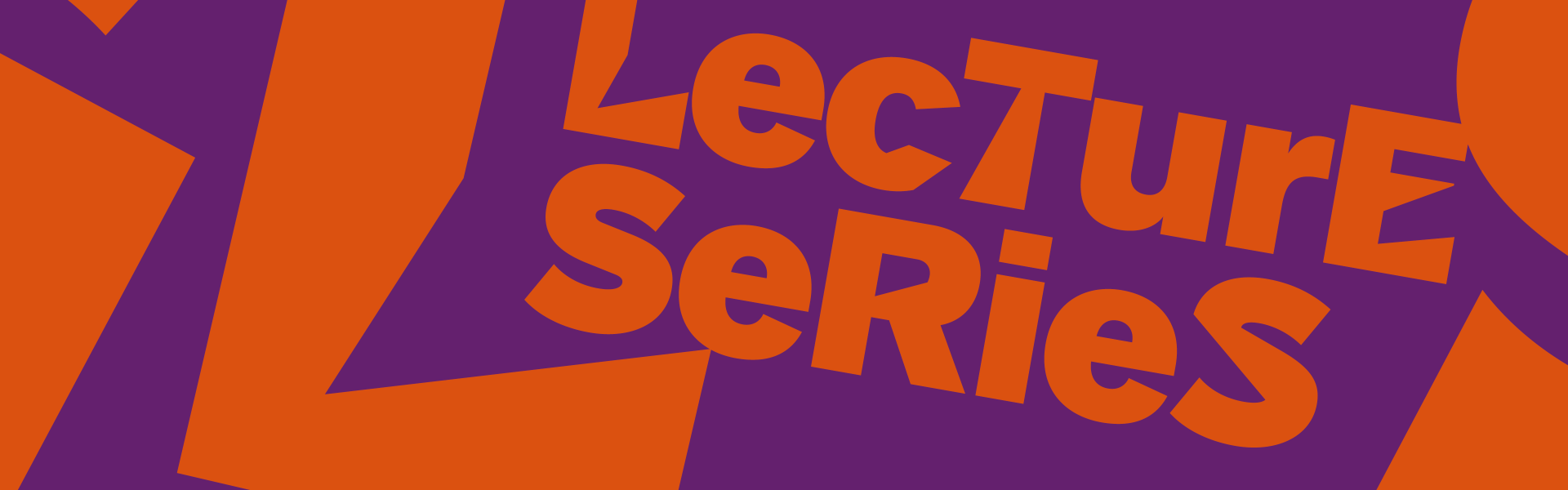 Graphic: The word Lecture Series in orange letters on a purple background.