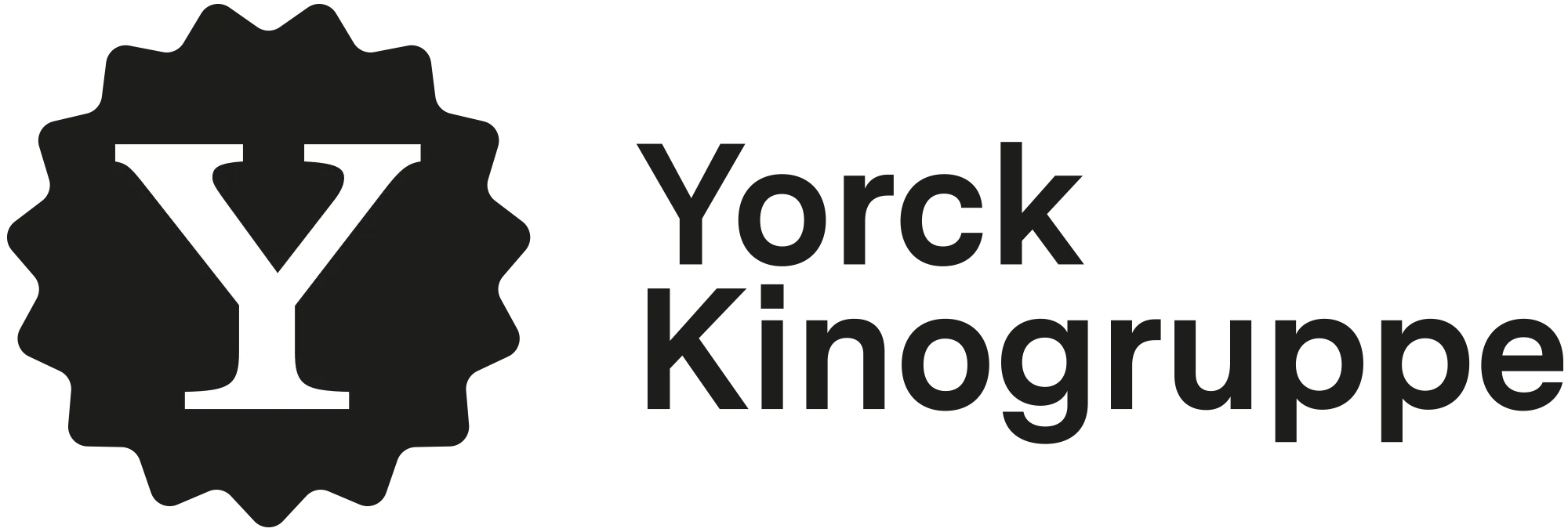 Logo der Yorck Kinogruppe: Links ein schwarze, sternartige Grafik mit einem weißen "Y" darauf; rechts davon der Schriftzug der Kinogruppe in schwarz.