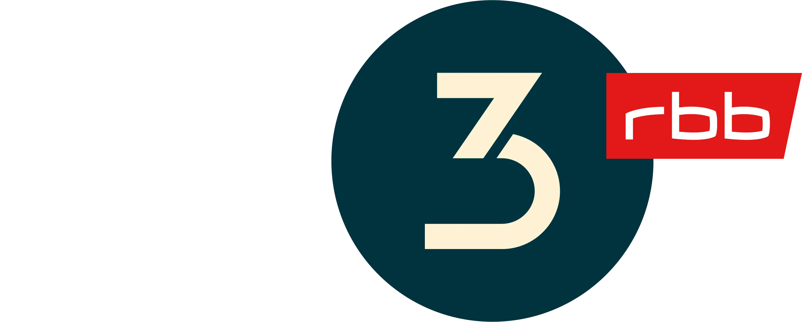 Logo des öffentlich-rechtlichen Senders "radio3 rbb". Gelbe Drei auf schwarzem Kreis, daneben weiße Buchstaben auf rotem Hintergrund.
