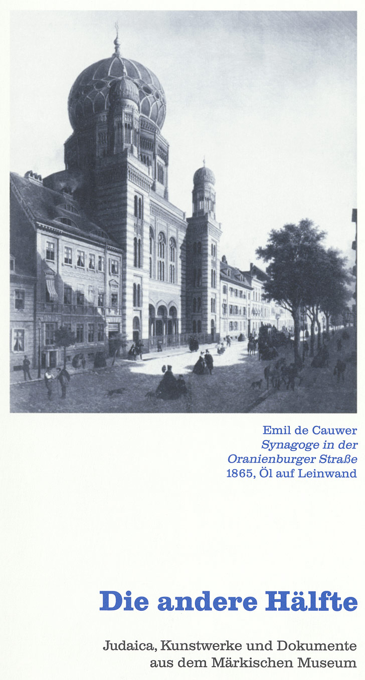 Faltblatt mit schwarz-weiß Ansicht der Synagoge Oranienstraße