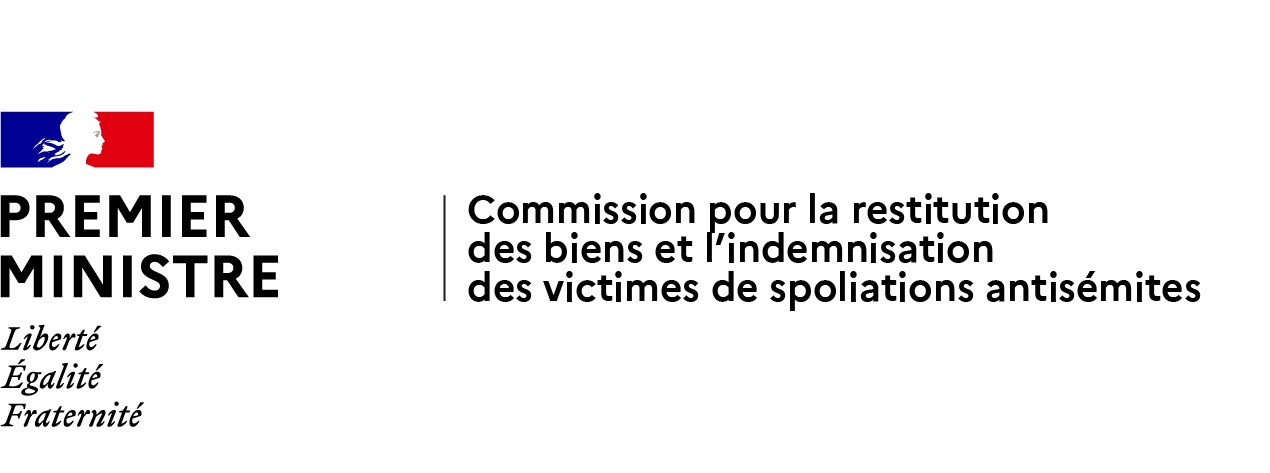 Logo: Premier Ministre und Commission pour la restitution des Biens et l'indemnisation des victimes de spoliations antisémites.