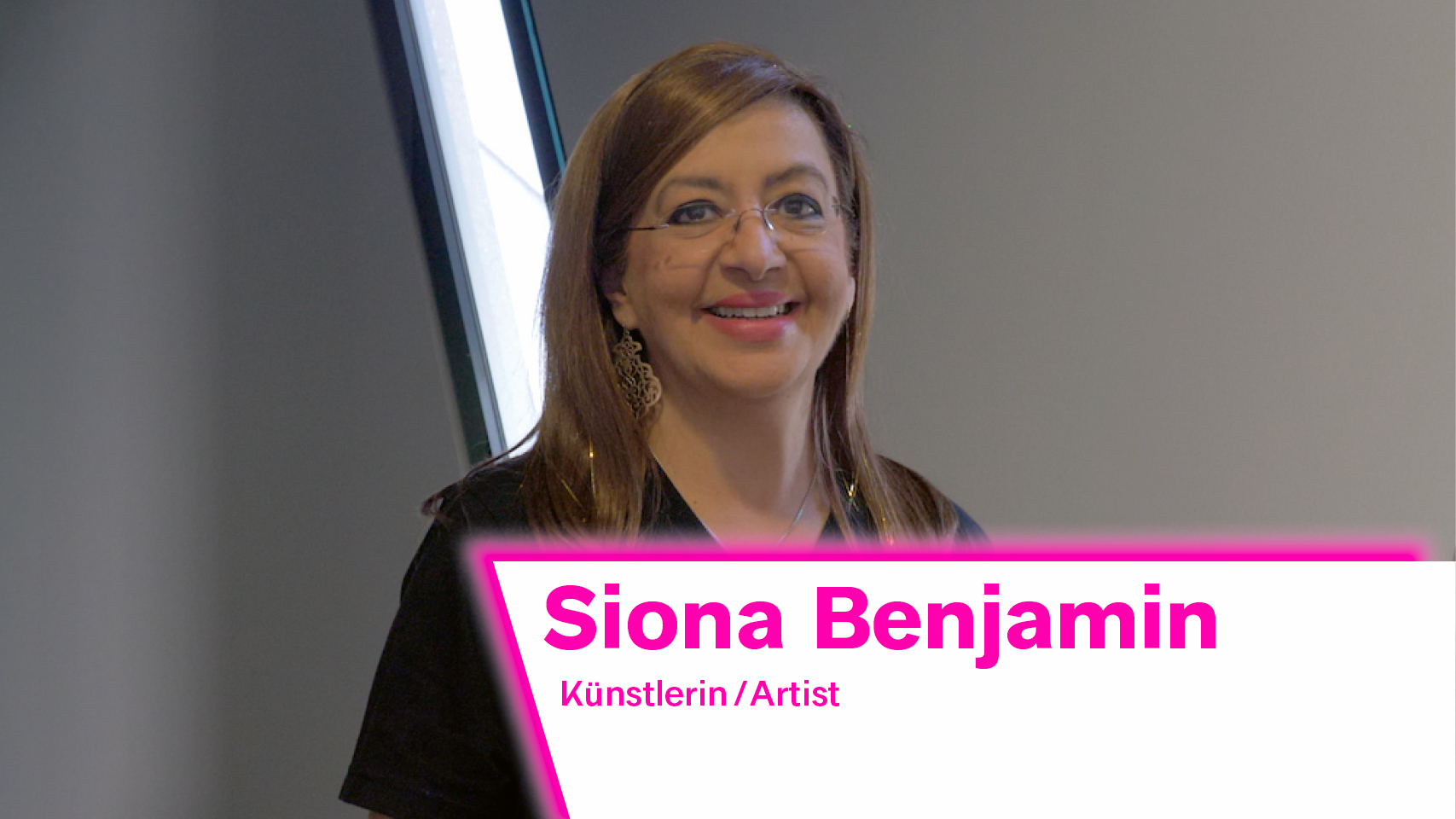 The image shows a portrait of artist Siona Bemjamin.