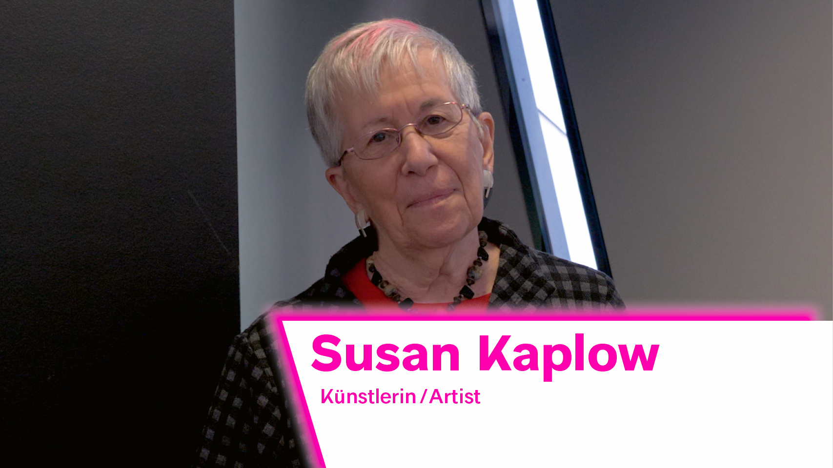 The image shows a portrait of artist Susan Kaplow.