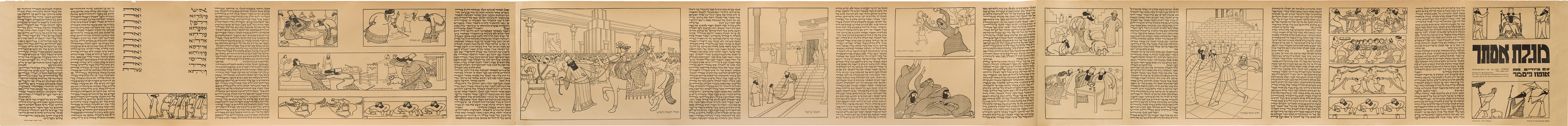 Parchment scroll with drawings and Hebrew text