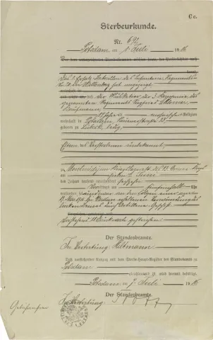 Pre-printed cover sheet, filled out by hand