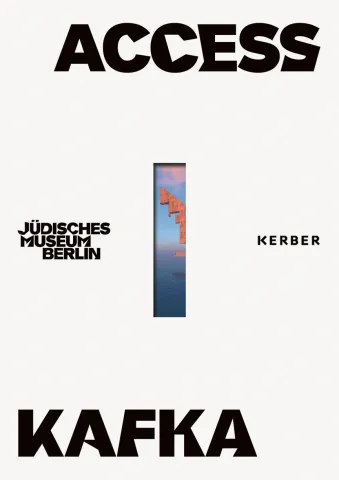 Book cover with the inscription Access Kafka and a narrow vertical image detail showing a floating wall against a blue sky and over a blue sea.