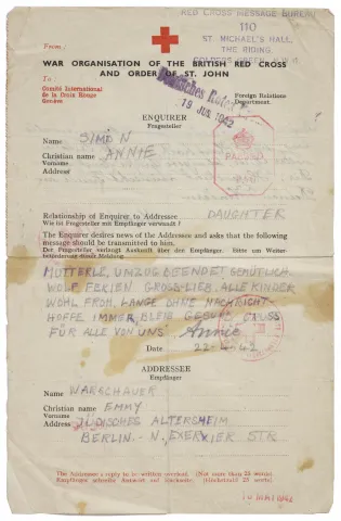 Stamped and signed Red Cross letter.
