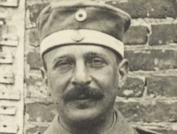 Black and white portrait of a soldier.