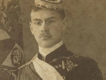 Black and white portrait of a man.