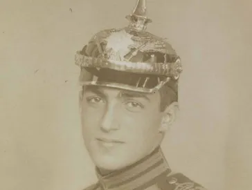Black and white portrait of a soldier.