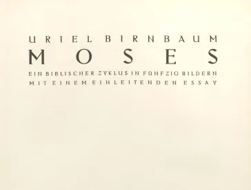 Die erste Seite, auch genannt Schmutztitel, des Werkes Moses von Uriel Birnbaum