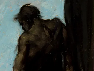 Painting shows the outline of a man.