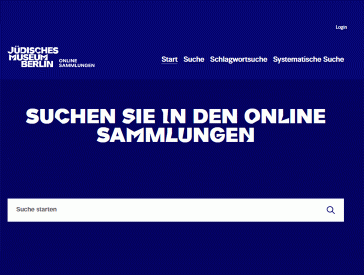 Screenshot der Einstiegsseite der Online-Sammlungen des Jüdischen Museums Berlin