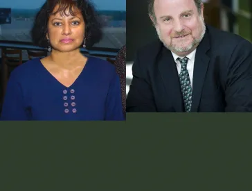 Two portraits, a man and a woman.