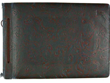 Cover of a landscape photo album with leather binding