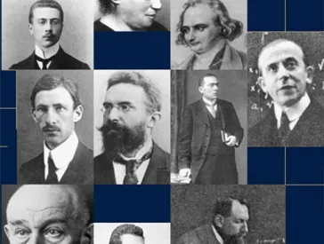 Collage on black and white portrait photos.