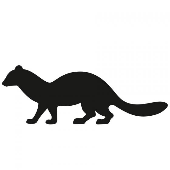 Black silhouette of a marten on a white background.