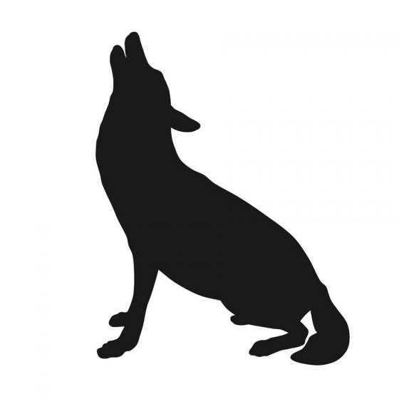 Black silhouette of a jackal on a white background.