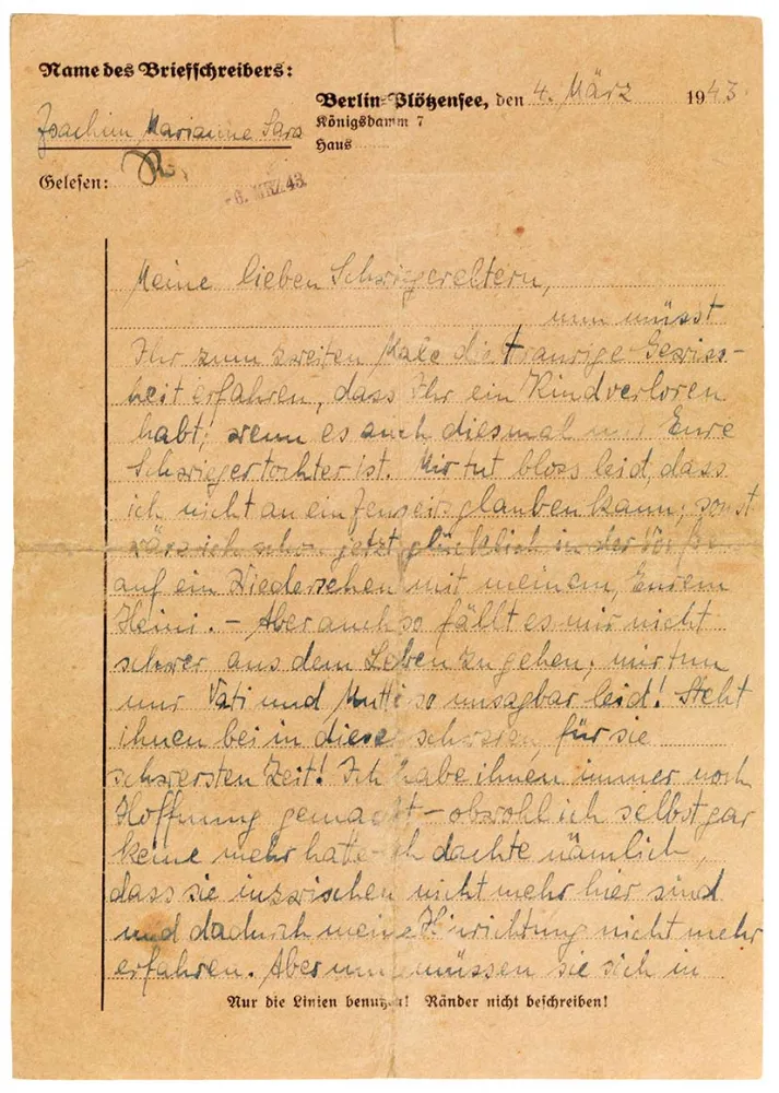 Handschriftlicher Brief auf einem Briefbogen-Vordruck aus Berlin-Plötzensee