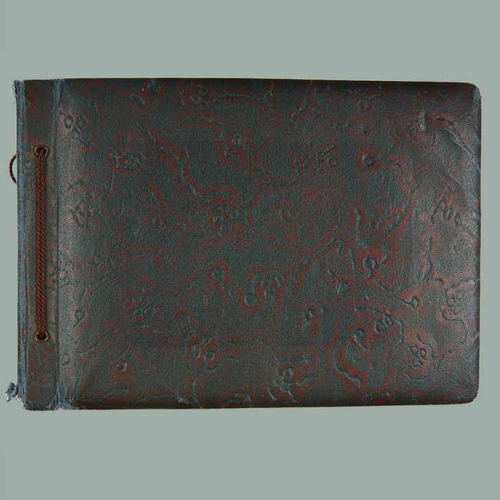 Cover of a landscape photo album with leather binding