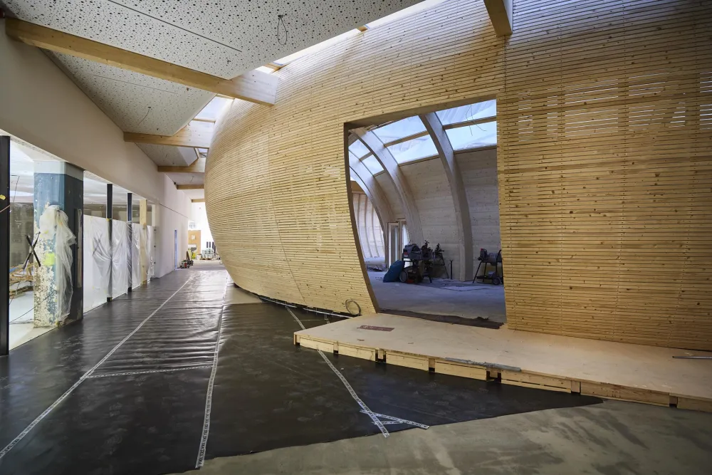 On the construction site: Exterior view of the ark.