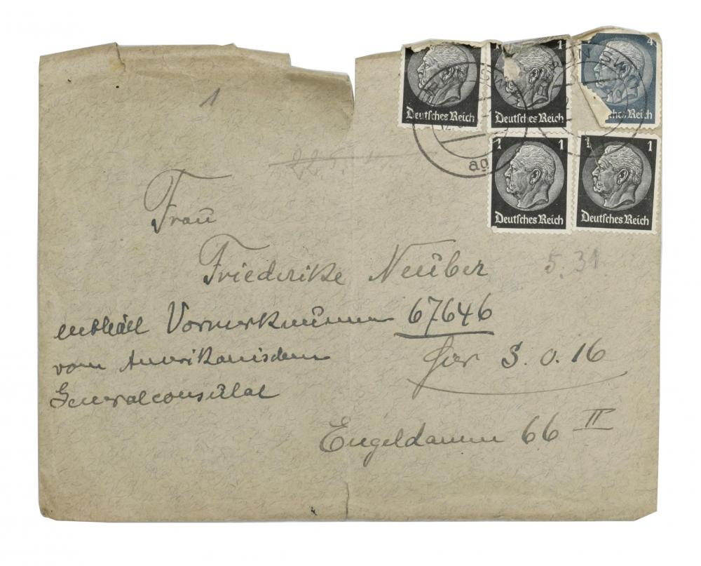 Envelope addressed to Frieda Neuber