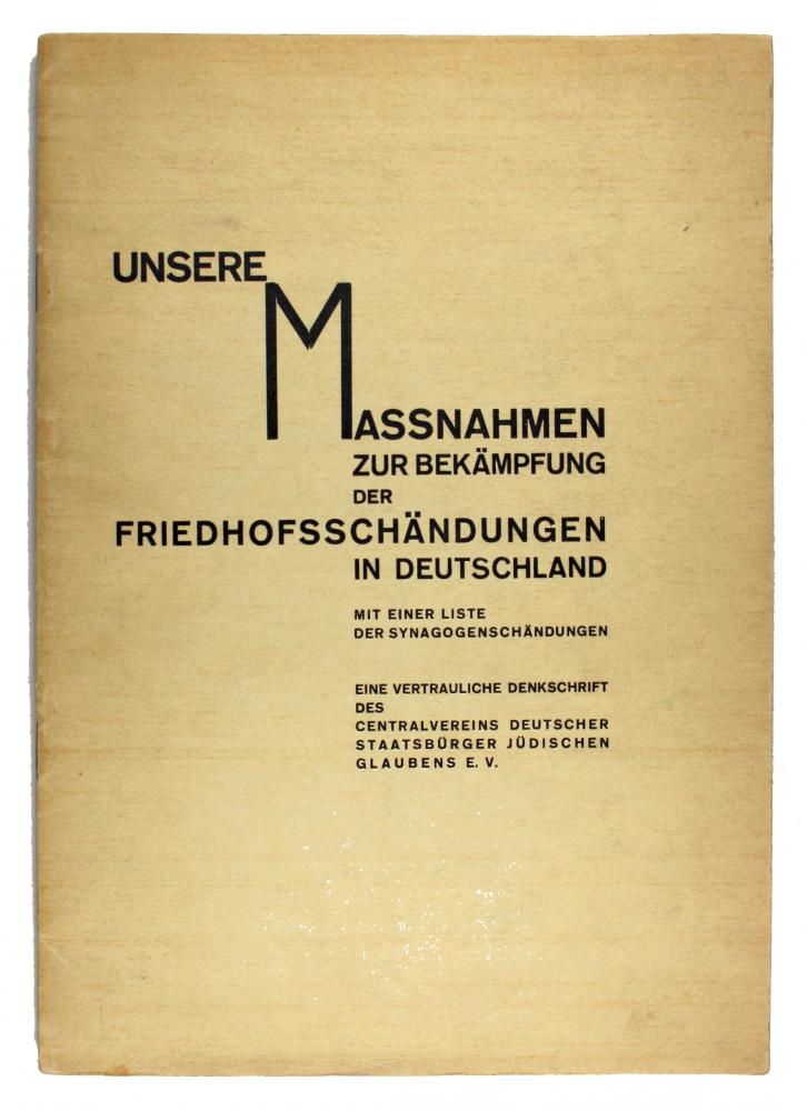 Vorderseite des Heftes »Unsere Maßnahmen zur Bekämpfung der Friedhofsschändungen in Deutschland«