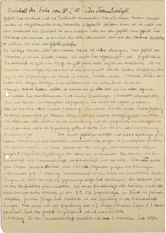 Somewhat yellowed sheet of paper covered in crowded handwriting