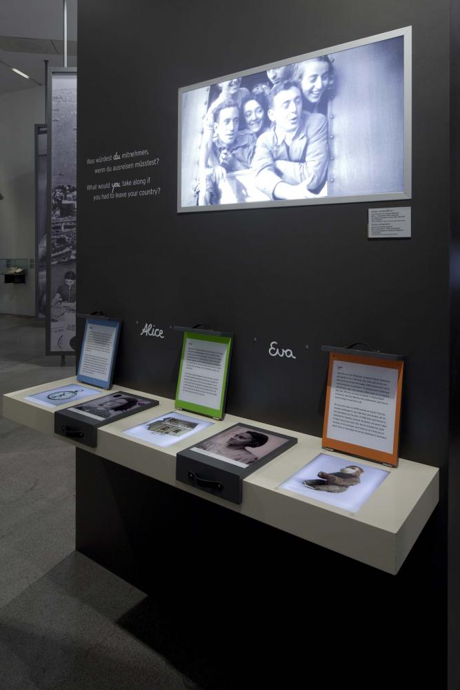 Part of the exhibit showcase the personal objects Jewish children took with them as refugees 