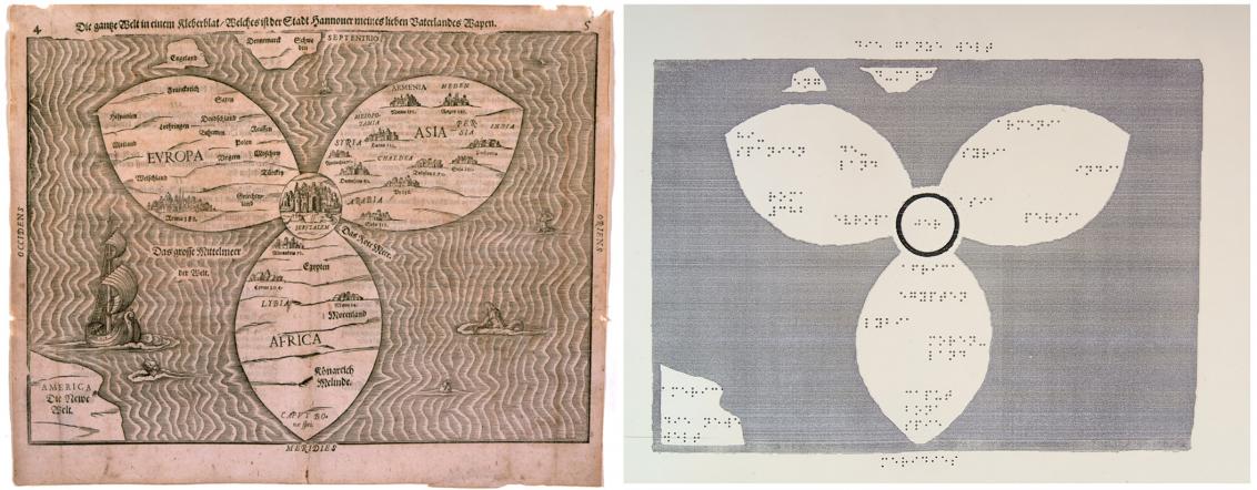 The historical map by Heinrich Bünting and the tactile model based on it