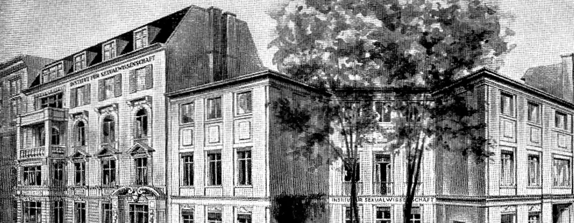 Historic panorama of the building of the Institute for Sexual Science in Berlin.