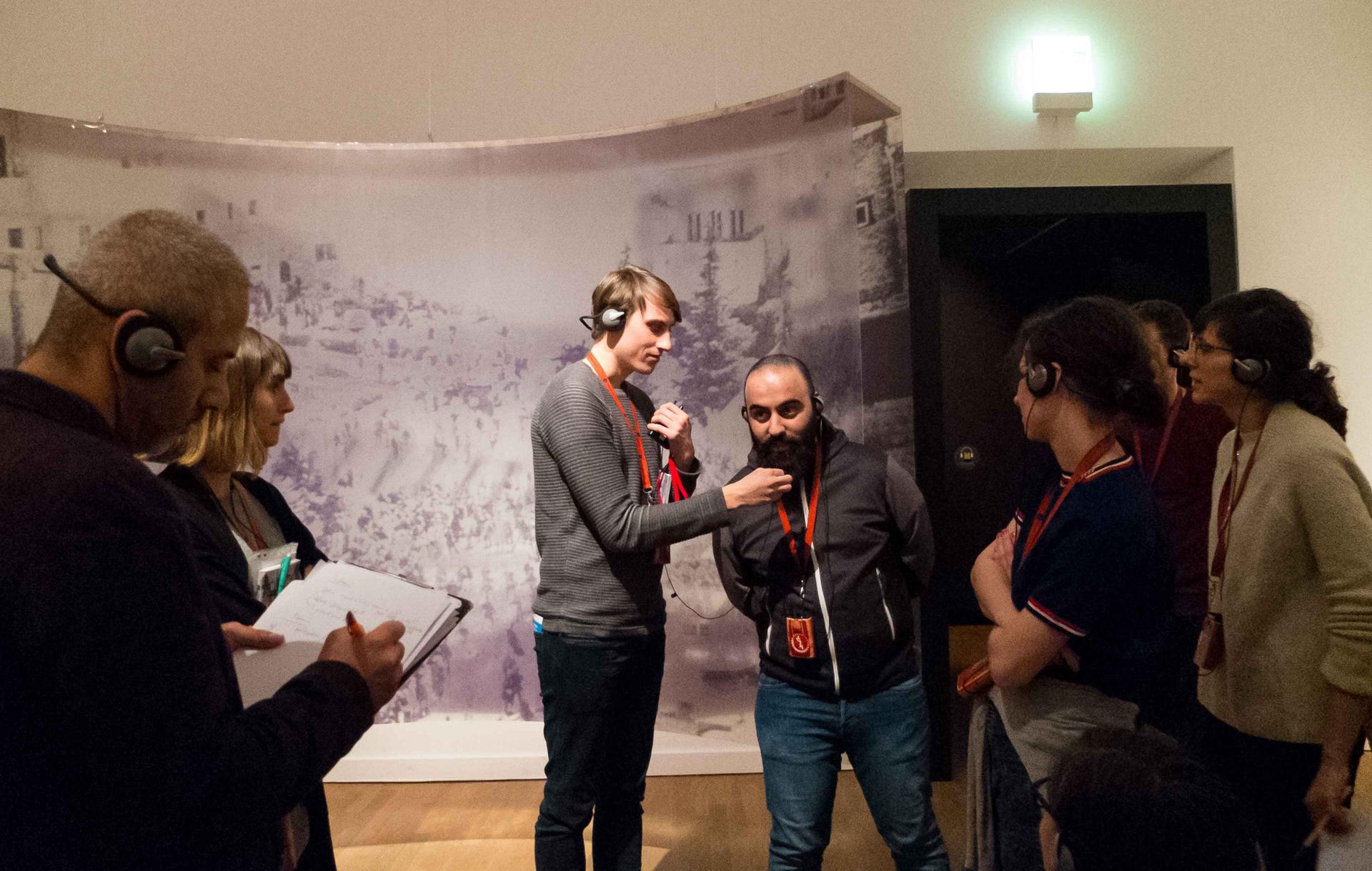 Two guides during a tour