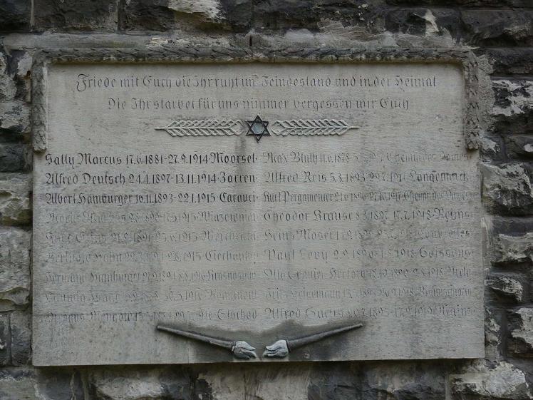 Color photo: memorial stone with a Star of David, names, and dates