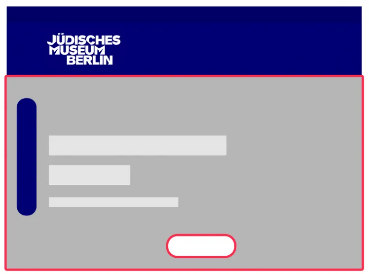 Graphic of the red framed big teaser. The button link is also framed in red.